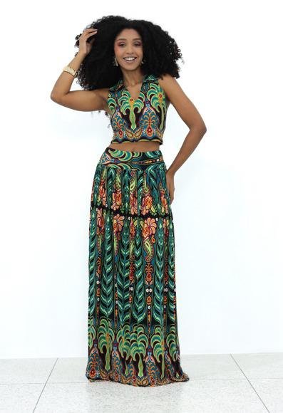 Cropped Tropical de Malha